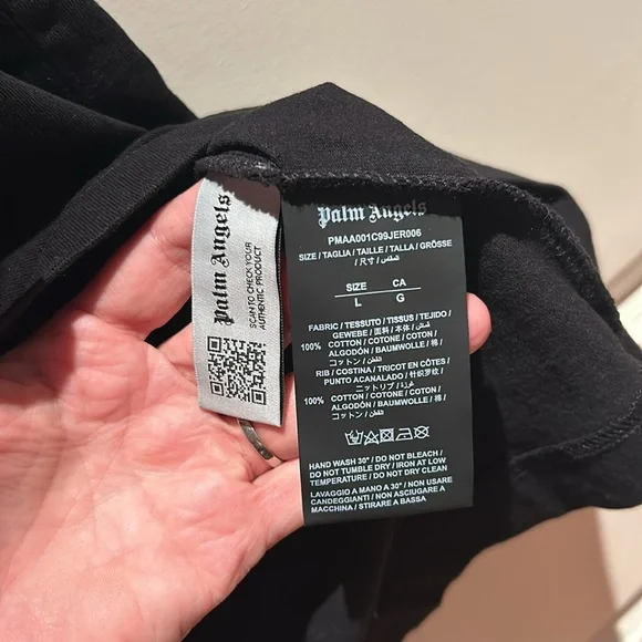 SSENSE NEW AUTHENTIC PALM ANGELS black spray paint logo t shirt large - Picture 9 of 16